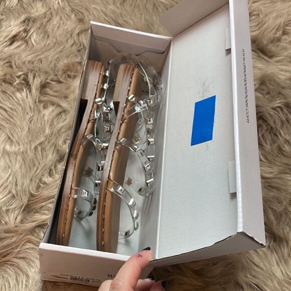 Dream Pairs CLEAR/RHINESTONE Studded Gladiator Strappy Flat Ankle Strap Sandal - Picture 8 of 14